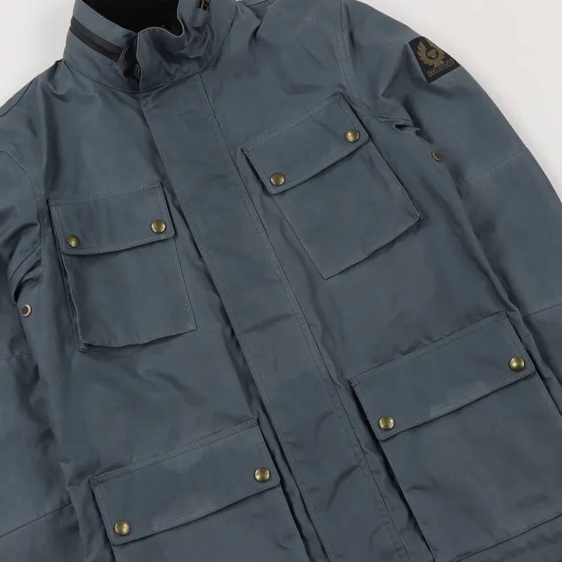 Belstaff Mens Wax Cotton Explorer Field Jacket Blue Flint Grey