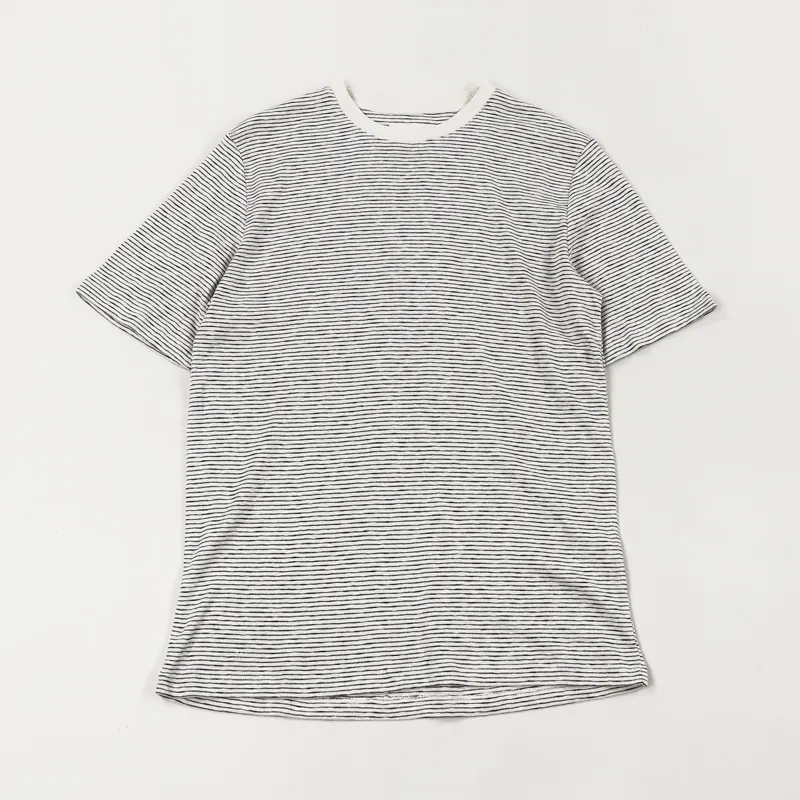 Folk Fine Stripe T Shirt Ecru Navy