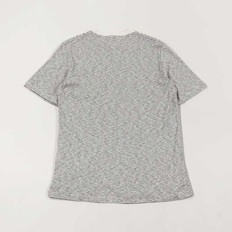 Folk Fine Stripe T Shirt Ecru Navy-2