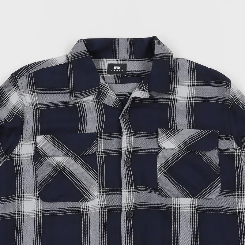 Edwin Garage Long Sleeve Shirt Blue Grey Black-1