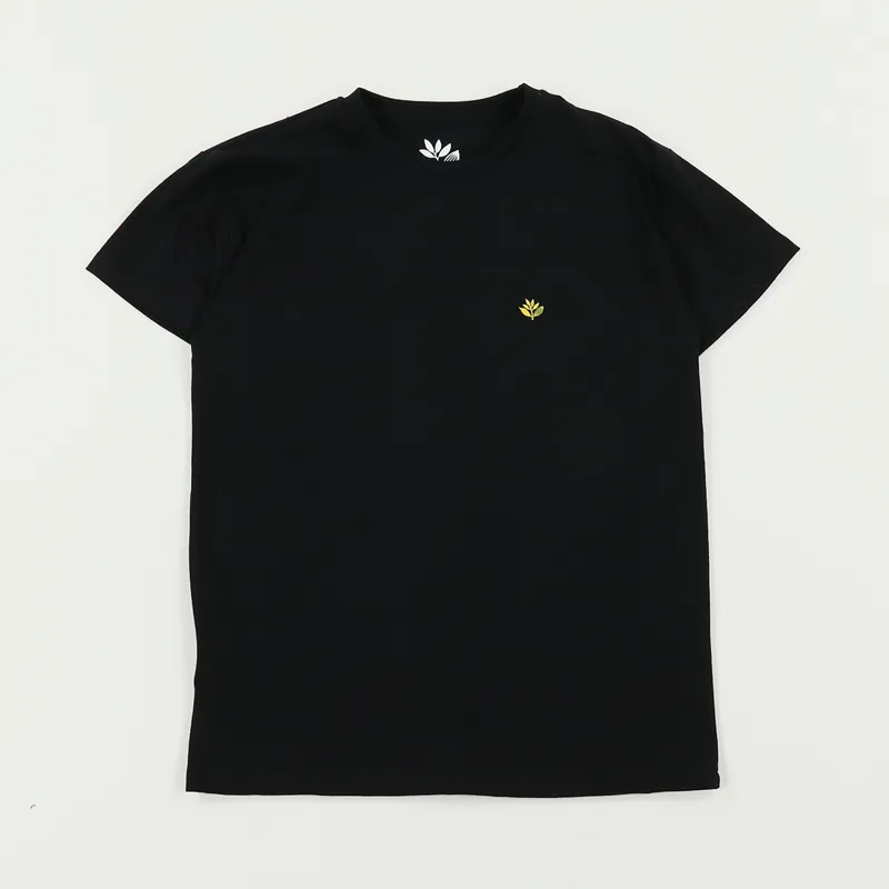 Magenta Heart Plant Brode T Shirt Black