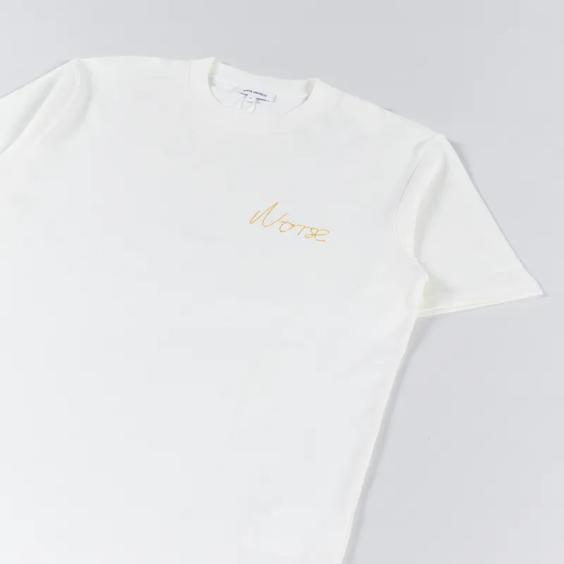 Norse Projects Johannes Chain Stitch Logo T Shirt Ecru-1