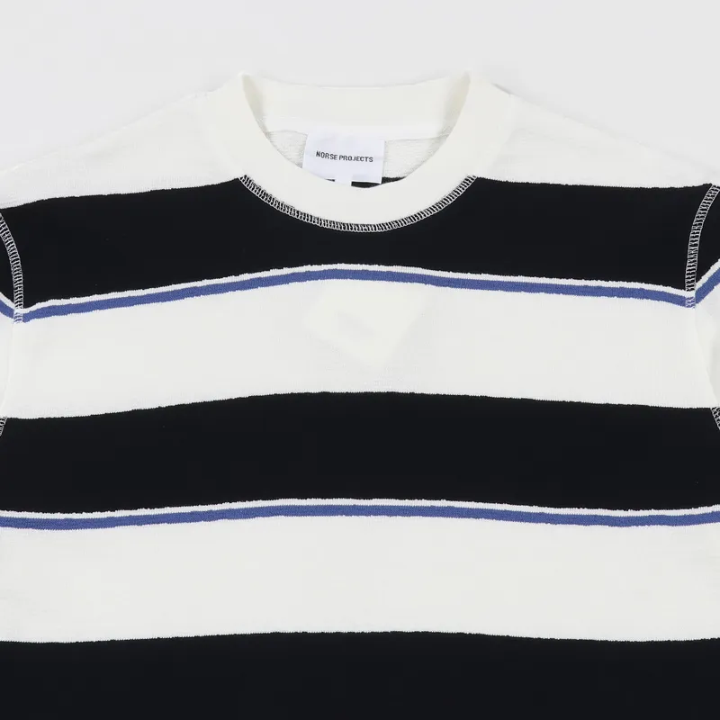 Norse Projects Johannes Textured Stripe T Shirt Dark Navy-1