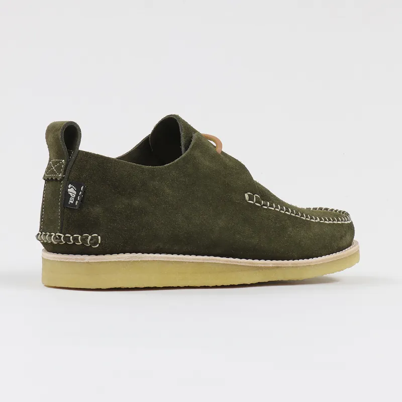 Yogi Footwear Mens Lawson Suede Crepe Moccasin Shoes Olive Green