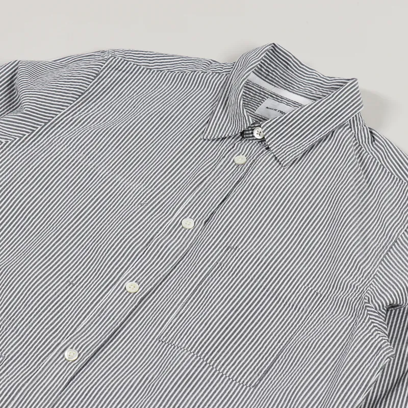 Norse Projects Thorsten Seersucker Shirt Navy Stripe-1