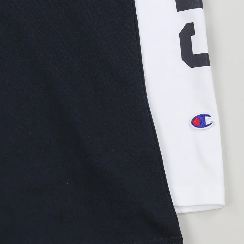 Champion x Beams Long Sleeve Crew Neck T Shirt Navy White-3
