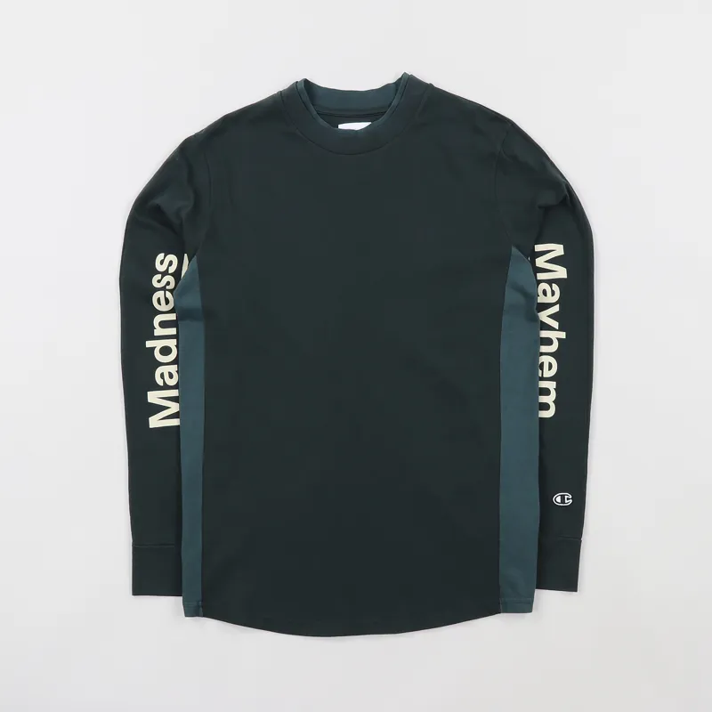 Champion x Wood Wood Long Sleeve Crew Neck T Shirt Dark Green