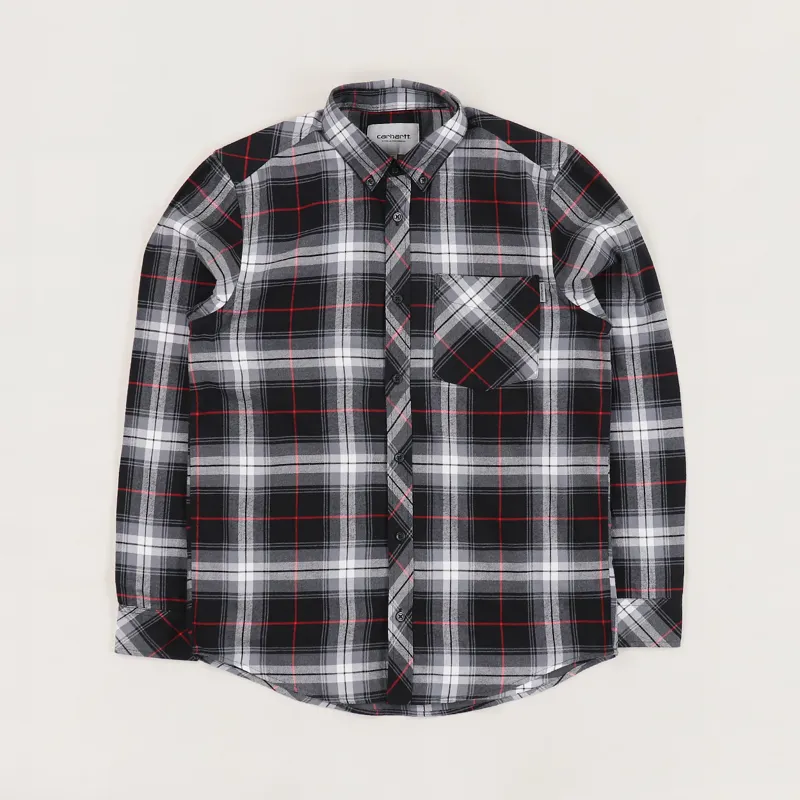 Carhartt WIP Mens Checked Long Sleeve Phil Shirt Shiver Black