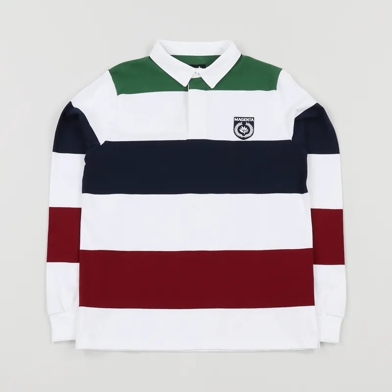 Magenta Long Sleeve Rugby Polo Green White Navy