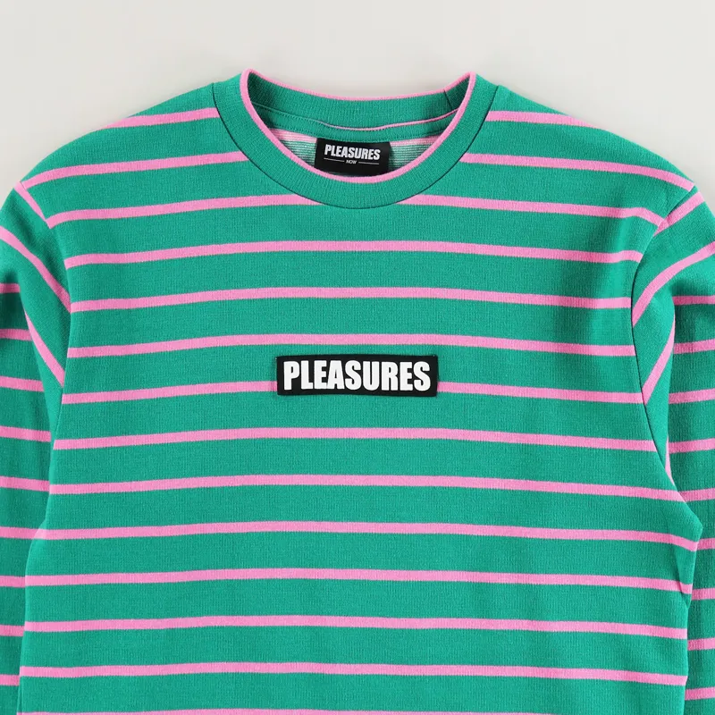 Pleasures Long Sleeve Vortex Striped T Shirt Green-2