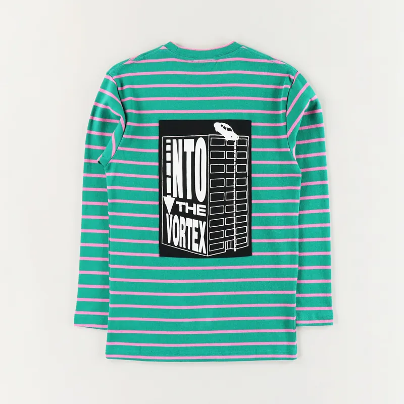 Pleasures Long Sleeve Vortex Striped T Shirt Green