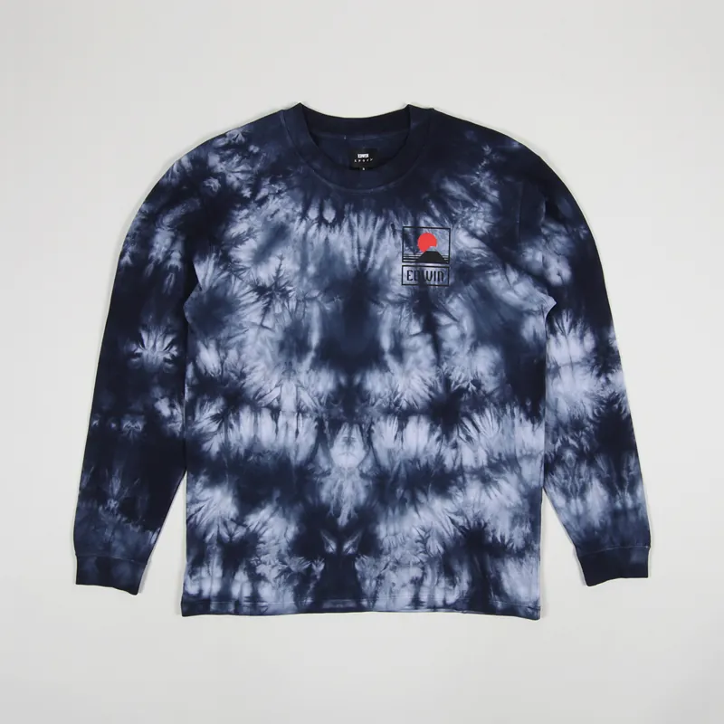 Edwin Sunset On Mt Fuji 2 Long Sleeve T Shirt Navy Blazer Batik