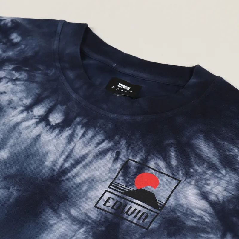 Edwin Sunset On Mt Fuji 2 Long Sleeve T Shirt Navy Blazer Batik-4