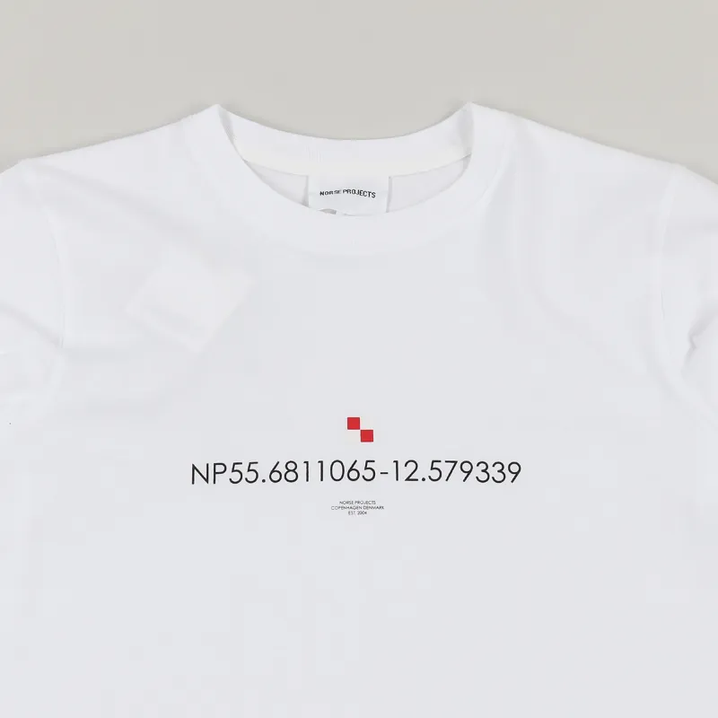 Norse Projects Niels Coordinates Logo T Shirt White-2