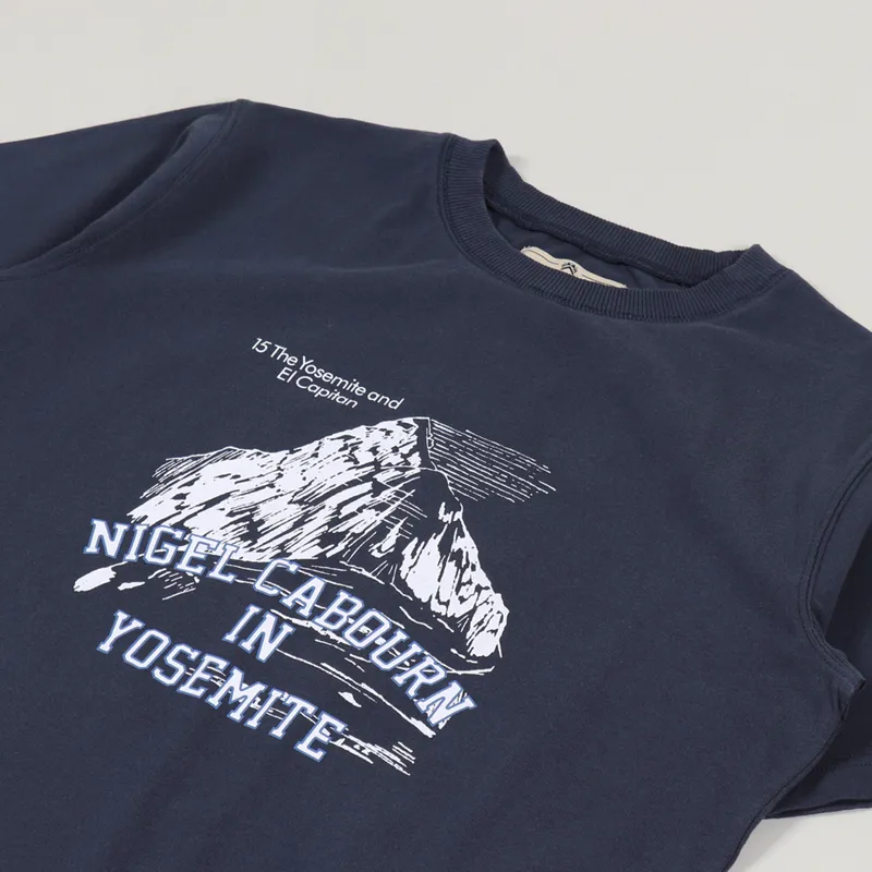 Nigel Cabourn Mens Short Sleeve Tourist Graphic T Shirt Navy Blue