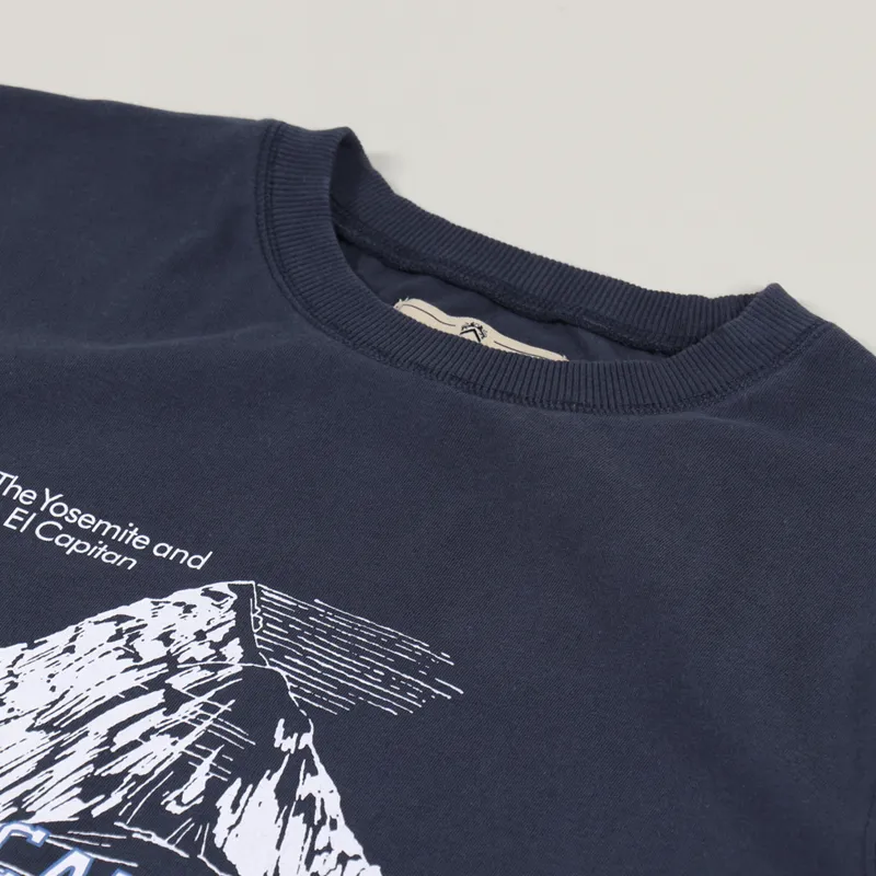 Nigel Cabourn Mens Short Sleeve Tourist Graphic T Shirt Navy Blue