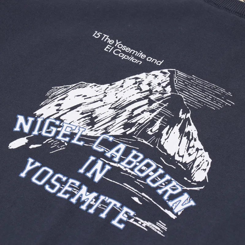 Nigel Cabourn Mens Short Sleeve Tourist Graphic T Shirt Navy Blue