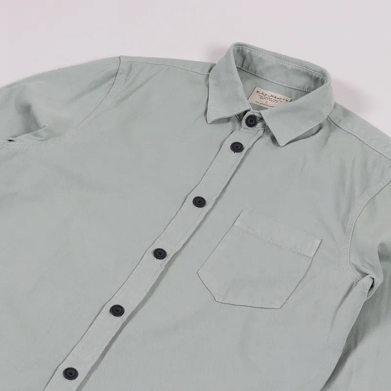 Nudie Jeans Henry Pigment Dyed Shirt Pale Green-1