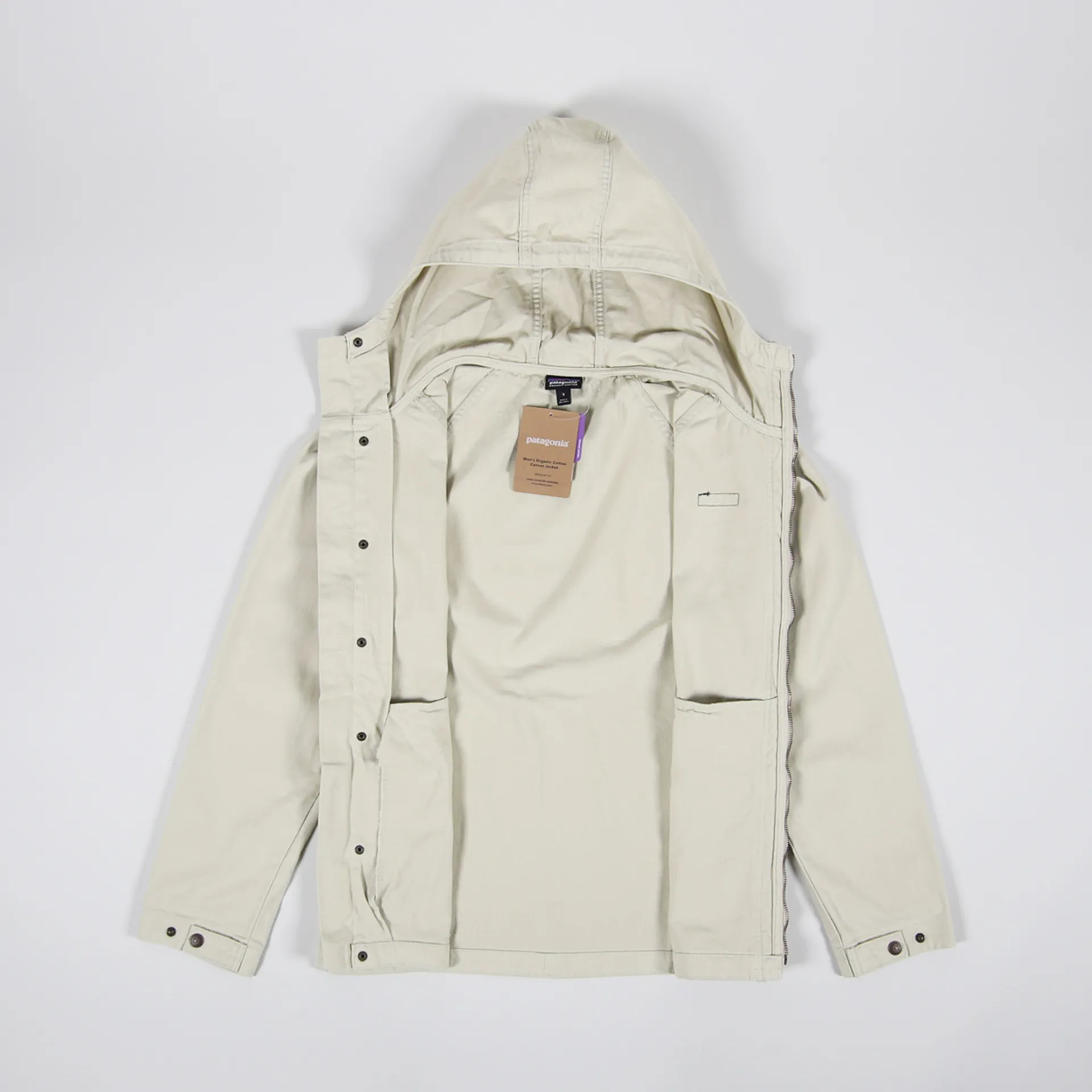 Patagonia Mens Organic Cotton Canvas Outdoor Jacket Pelican Beige