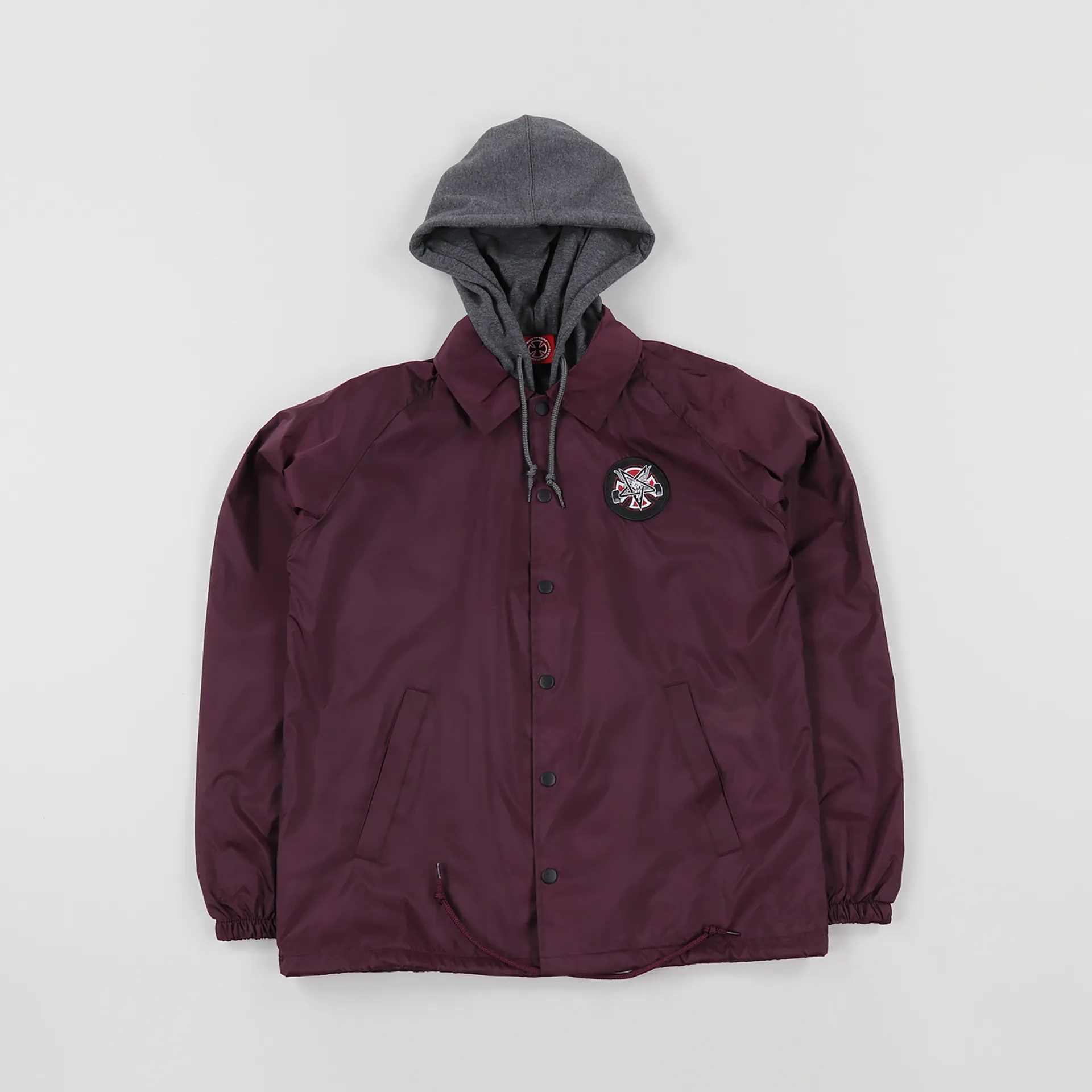 Thrasher Independent Mens Pentagram Cross Coach Jacket Maroon Red