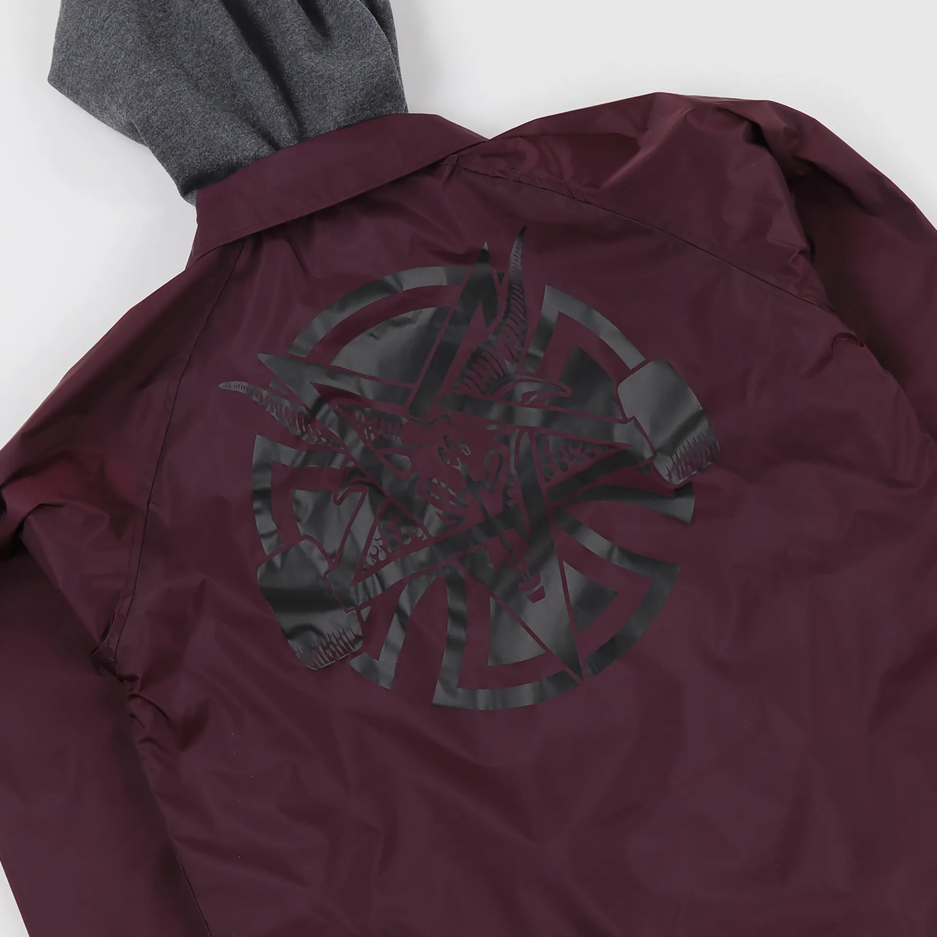 Thrasher Independent Mens Pentagram Cross Coach Jacket Maroon Red