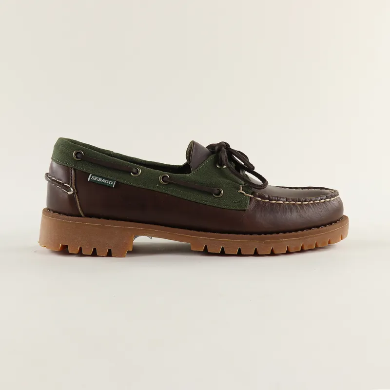 Sebago Campsides Ranger Waxy Millerain Shoes Dark Brown Olive