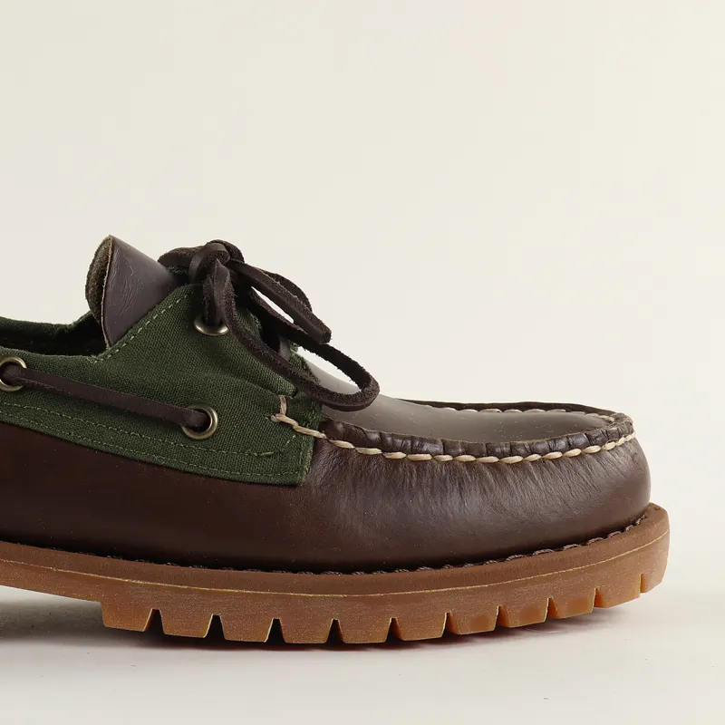 Sebago Campsides Ranger Waxy Millerain Shoes Dark Brown Olive-2