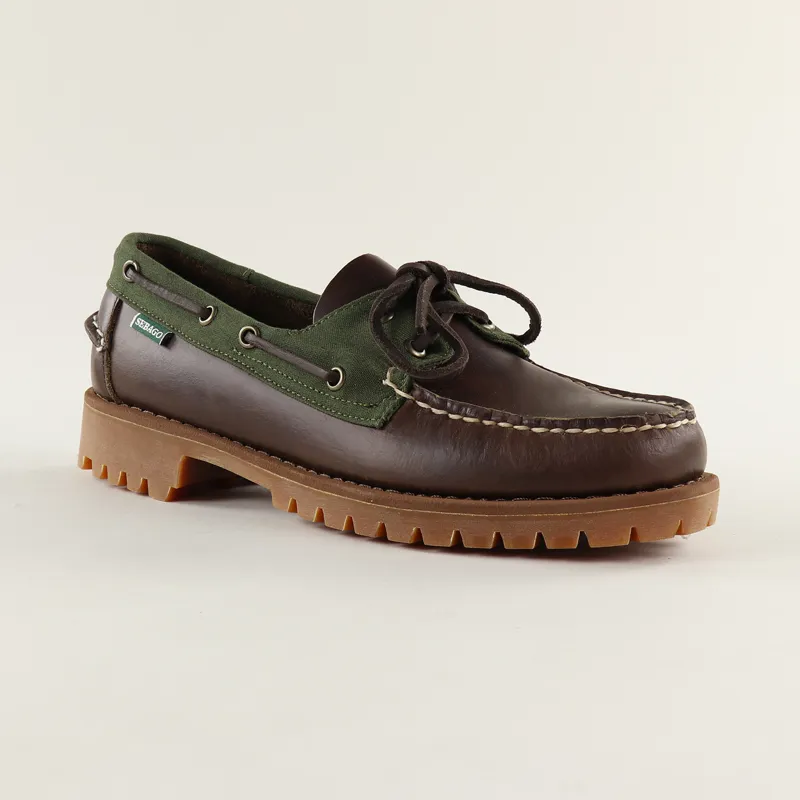 Sebago Campsides Ranger Waxy Millerain Shoes Dark Brown Olive-4