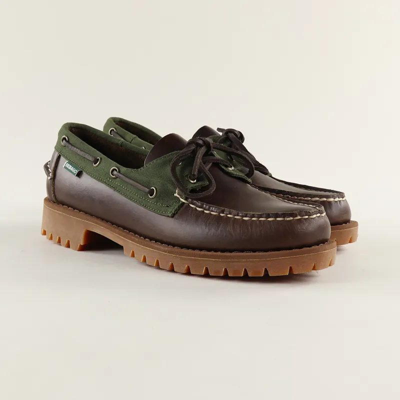 Sebago Campsides Ranger Waxy Millerain Shoes Dark Brown Olive-3