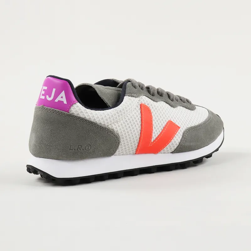 Veja Womens Rio Branco Hexamesh Shoes Gravel Orange Fluo Ultraviolet-4