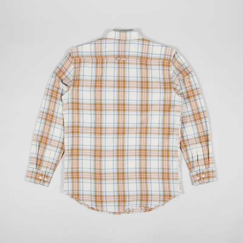 Pendleton Beach Shack Shirt Ivory Aqua Orange Stripe-8