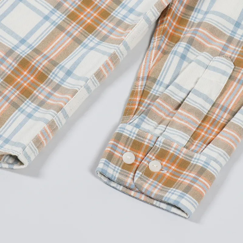 Pendleton Beach Shack Shirt Ivory Aqua Orange Stripe-4