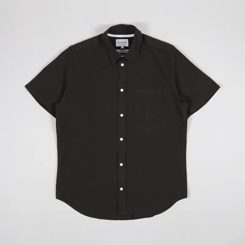 Norse Projects Osvald Seersucker Short Sleeve Shirt Beech Green