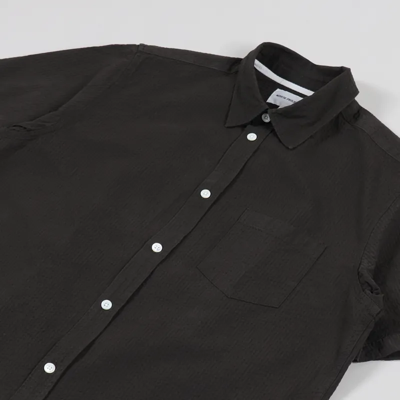 Norse Projects Osvald Seersucker Short Sleeve Shirt Beech Green-1