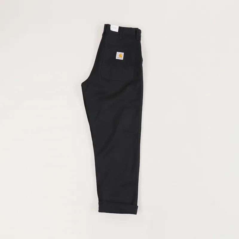 Carhartt WIP Mens Cotton Twill Logo Simple Pants Trousers Black