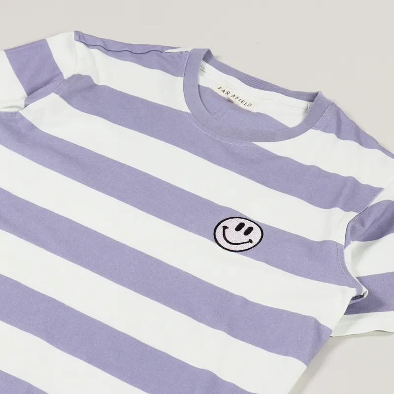 Far Afield Bold Stripe T Shirt Smiley Stonewash Blue-1