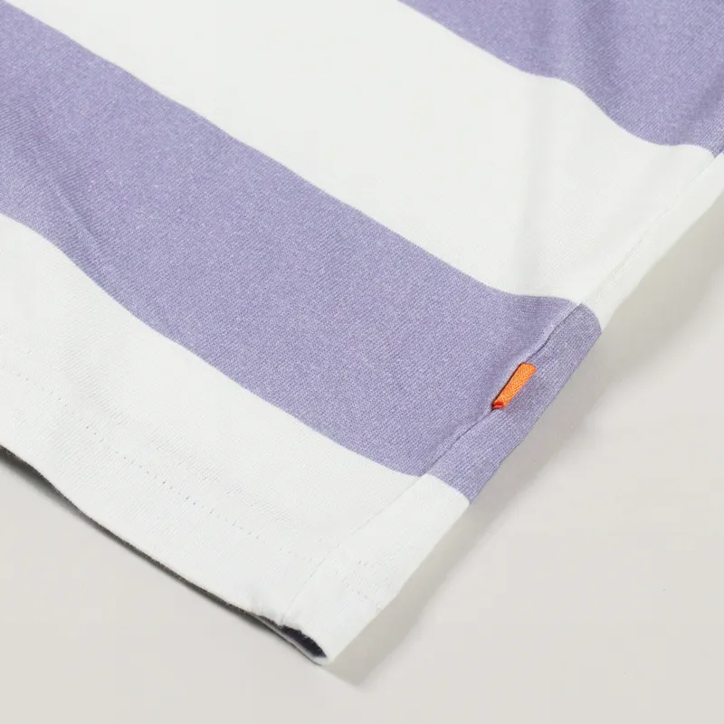 Far Afield Bold Stripe T Shirt Smiley Stonewash Blue-2