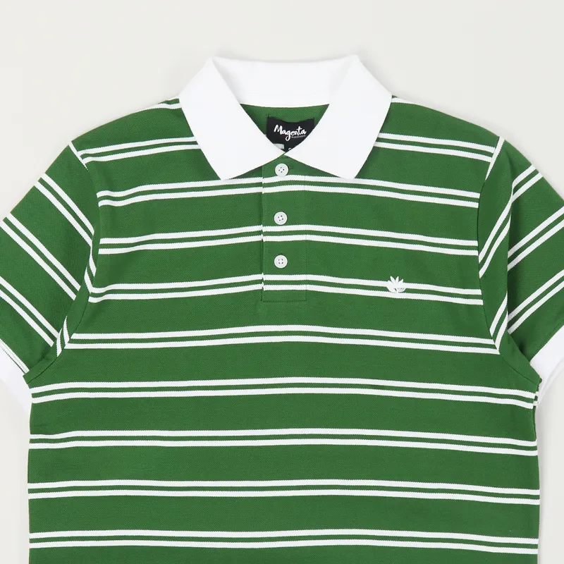 Magenta Striped Polo Shirt Green-1