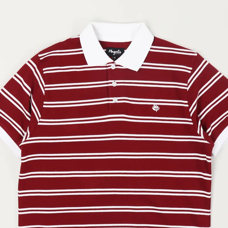 Magenta Striped Polo Shirt Red-1