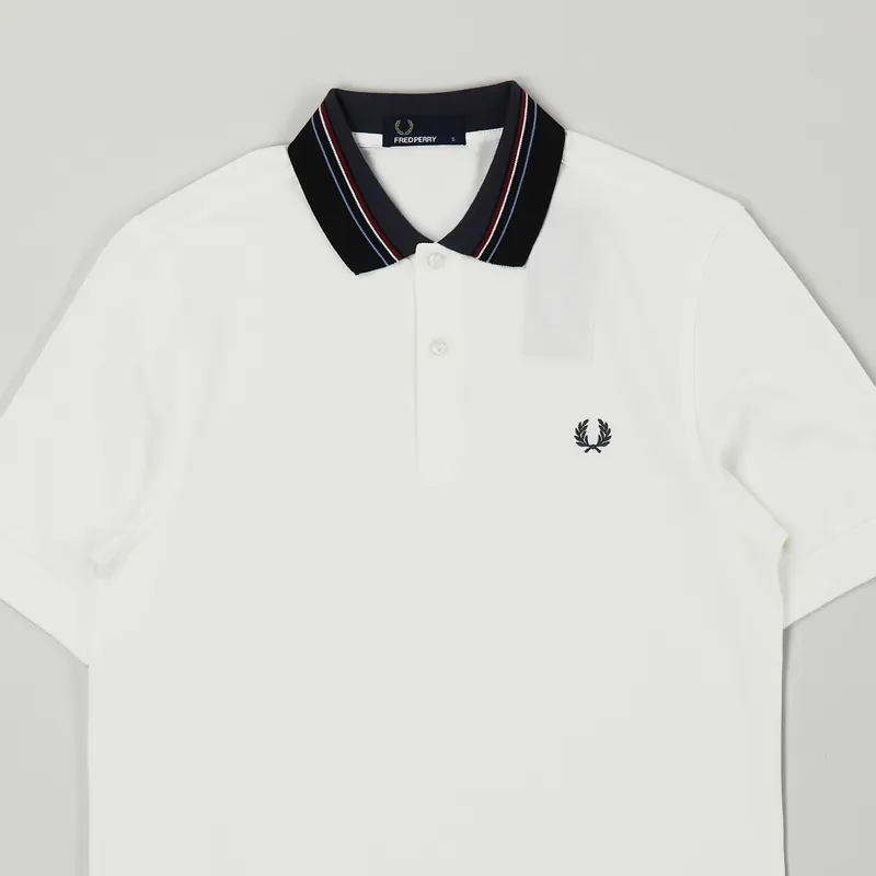 Fred Perry Stripe Collar Pique Shirt Snow White-1