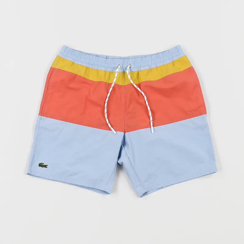 Lacoste Colourblock Swim Shorts Trunks Light Orange Blue Yellow