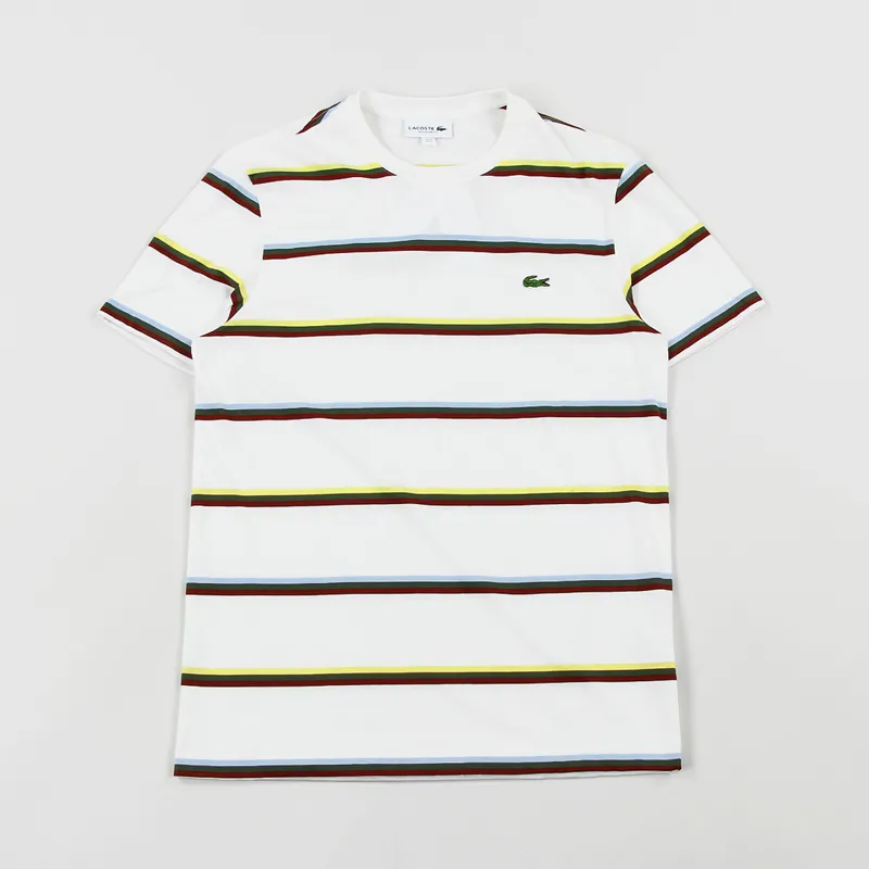Lacoste Colour Striped T Shirt White
