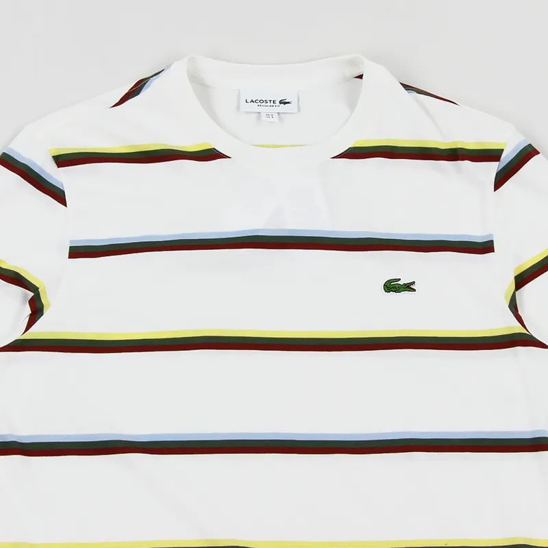 Lacoste Colour Striped T Shirt White-1