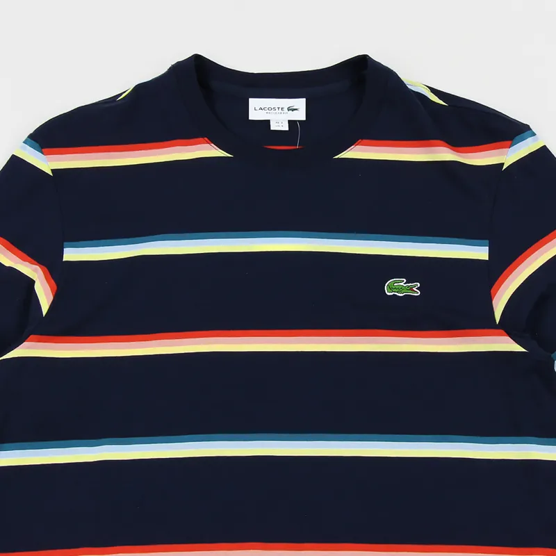 Lacoste Colour Striped T Shirt Navy Blue-1