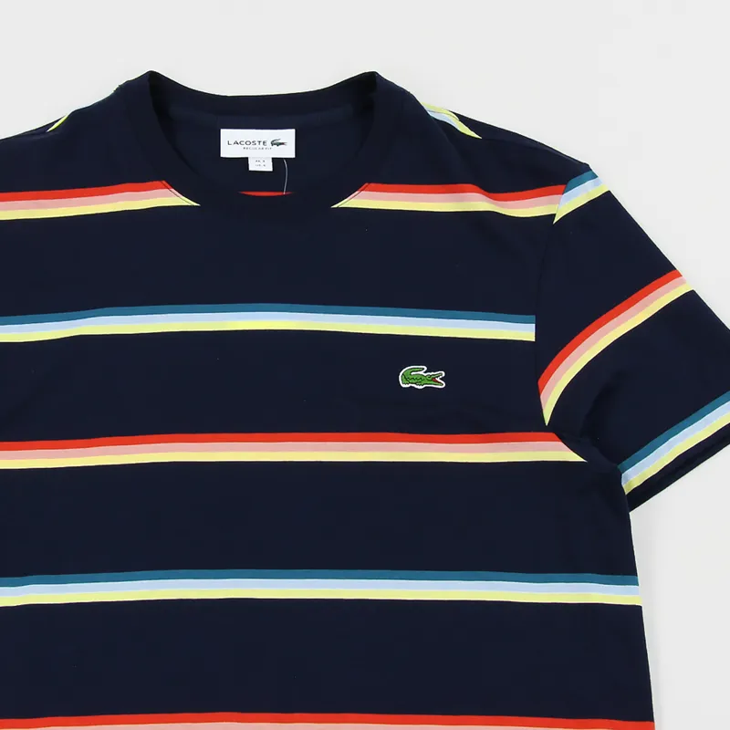 Lacoste Colour Striped T Shirt Navy Blue-2