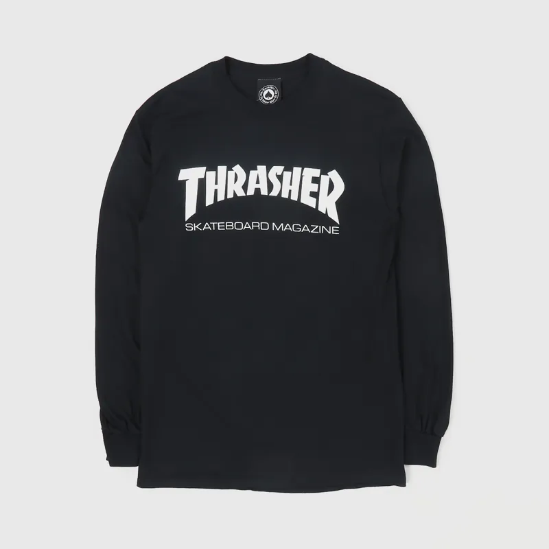 Thrasher Skateboard Magazine Long Sleeve T Shirt Black