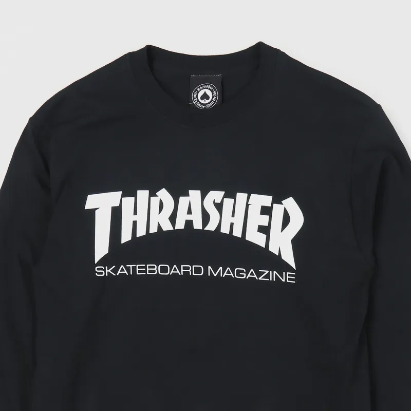 Thrasher Skateboard Magazine Long Sleeve T Shirt Black-1
