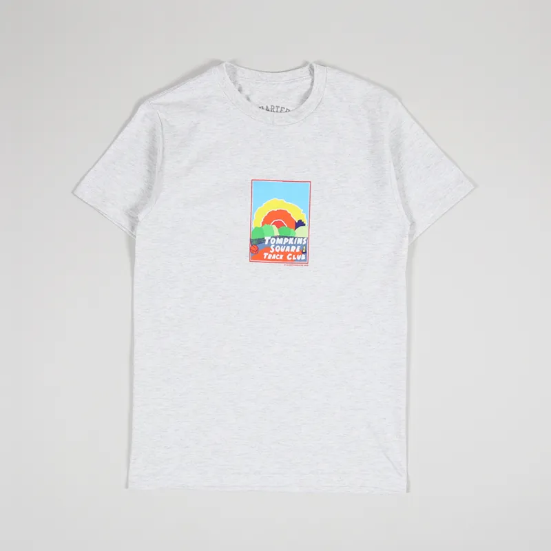Quartersnacks Track Club Postcard T Shirt Ash Grey-1