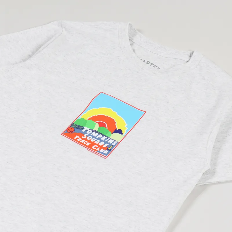 Quartersnacks Track Club Postcard T Shirt Ash Grey-3