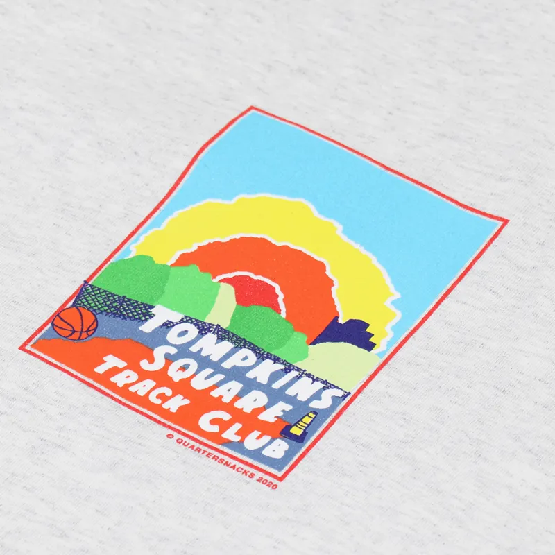 Quartersnacks Track Club Postcard T Shirt Ash Grey-4